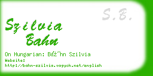 szilvia bahn business card